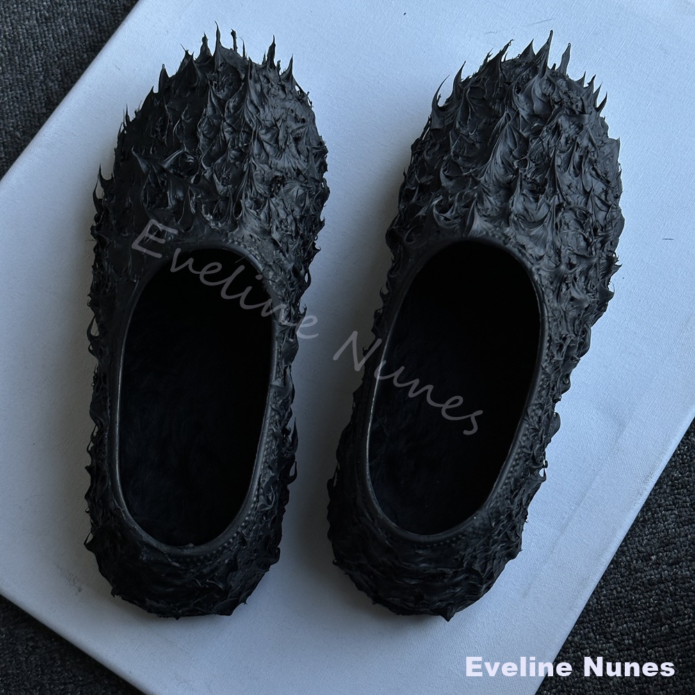 Unique Leather Work - Nischen-Design Plateau-Schuhe mit Dornen-Motiv Herren Slip-On