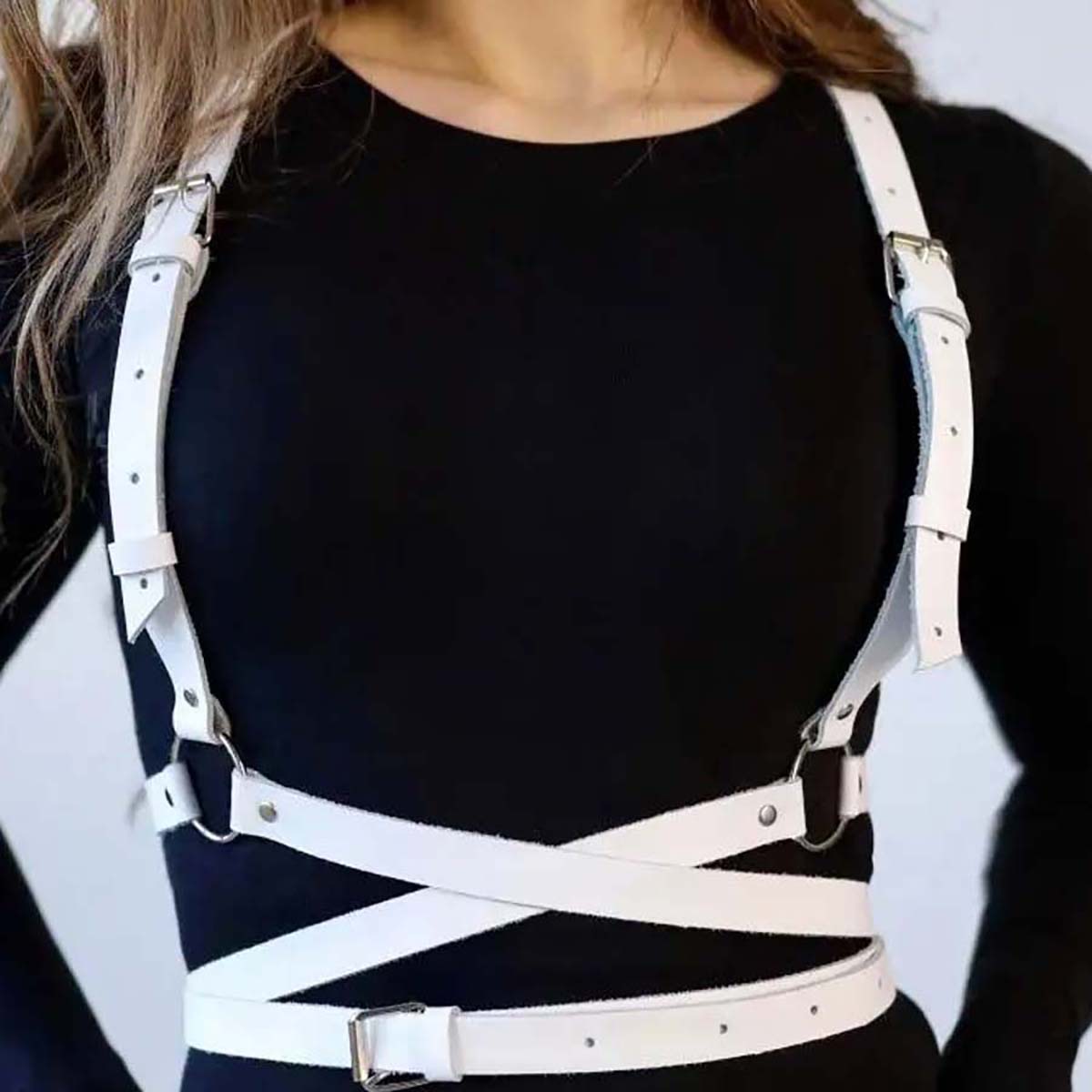Leather Work Harness - Unisex Trend Punk-Gürtel Mode PU-Leder Taillengürtel