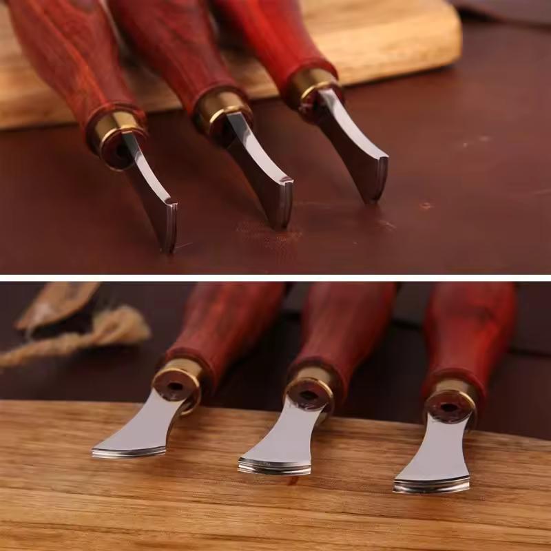 Leatherwork Edge Creaser - 4-teiliges Leder-Kantenfaltwerkzeug-Set, Flachschlitz-Kantenformer für Lederbearbeitung, Crimpen,