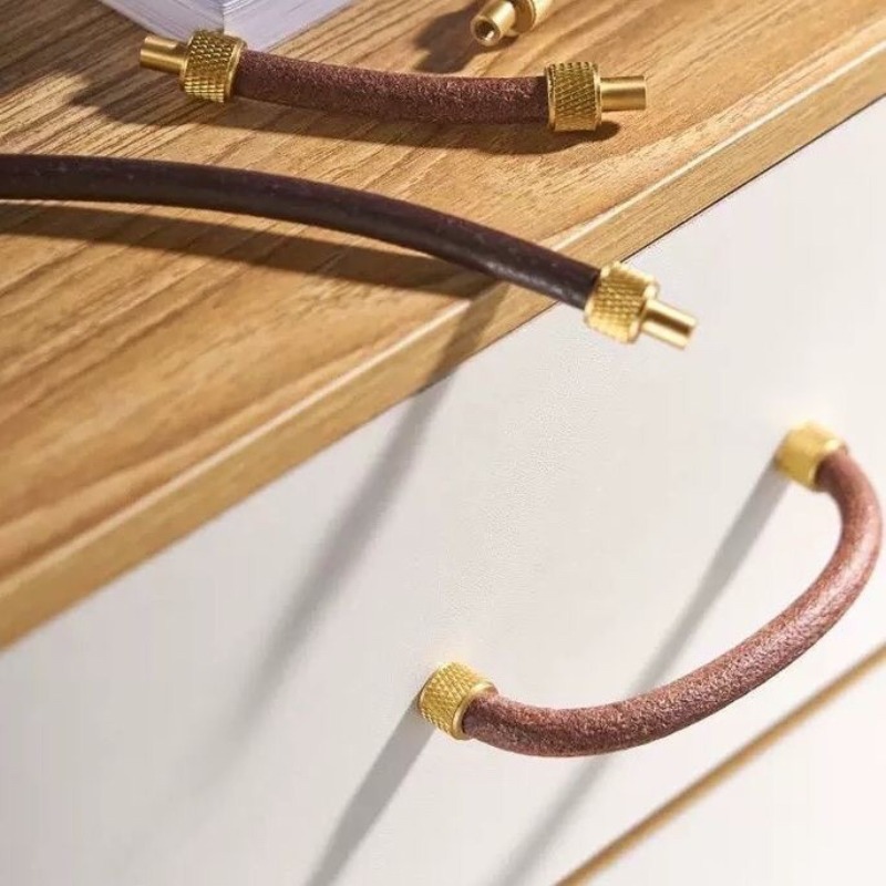 Leatherwork Hardware - Messing + Leder Schrankgriffe Griff Umweltfreundliche
