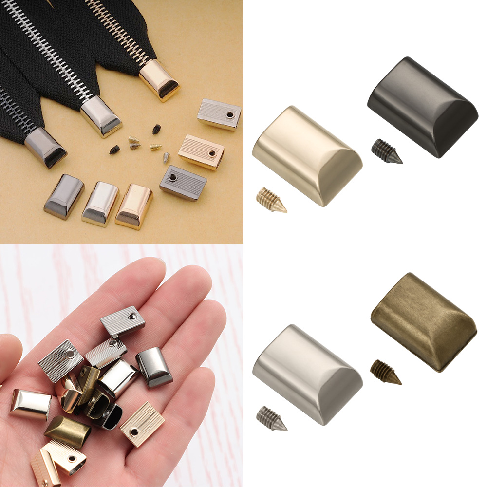 Leatherwork Hardware - 10 Stück Metall-Reißverschluss-Stopper, Reißverschluss-Schwanz-Clip, Stopper, Steckerkopf