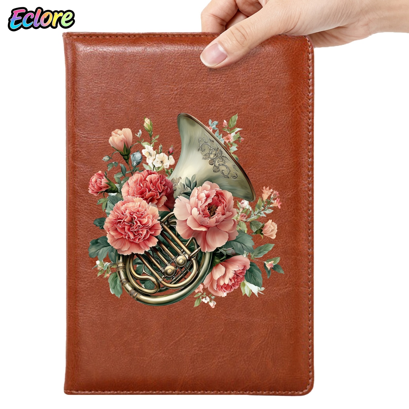Leather Work Diary Covers - Blumiges PU-Leder Notizbuch mit Lesezeichen Personalisiertes