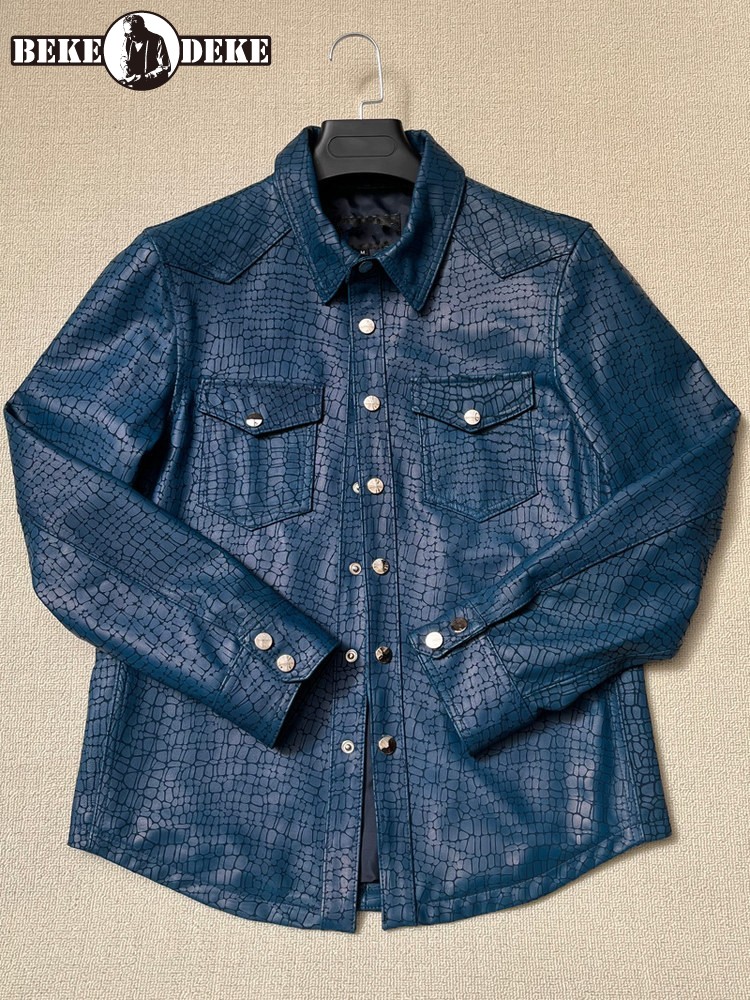 Leatherwork Patterns Free - Herren Frühlingsjacke aus echtem Schafsleder mit