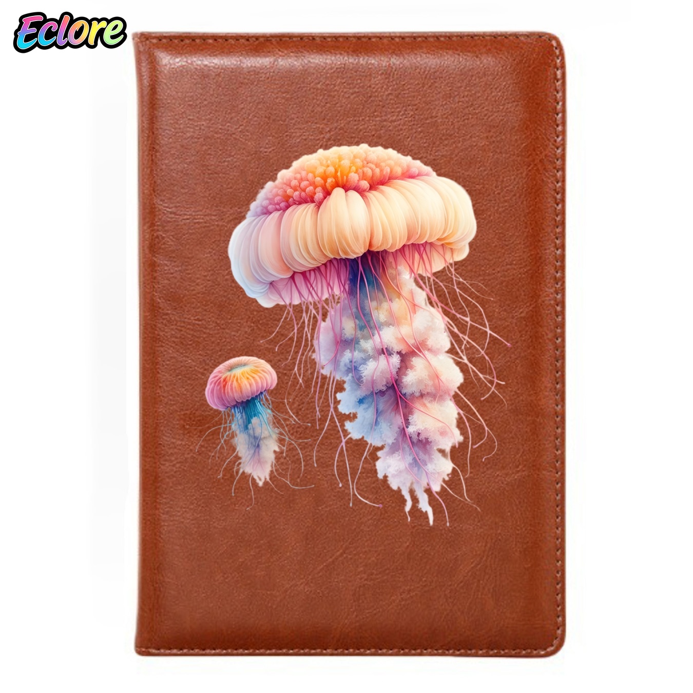 Leather Work Diary Covers - Buntes Quallen-PU-Leder-Notizbuch mit personalisiertem Muster, weichem