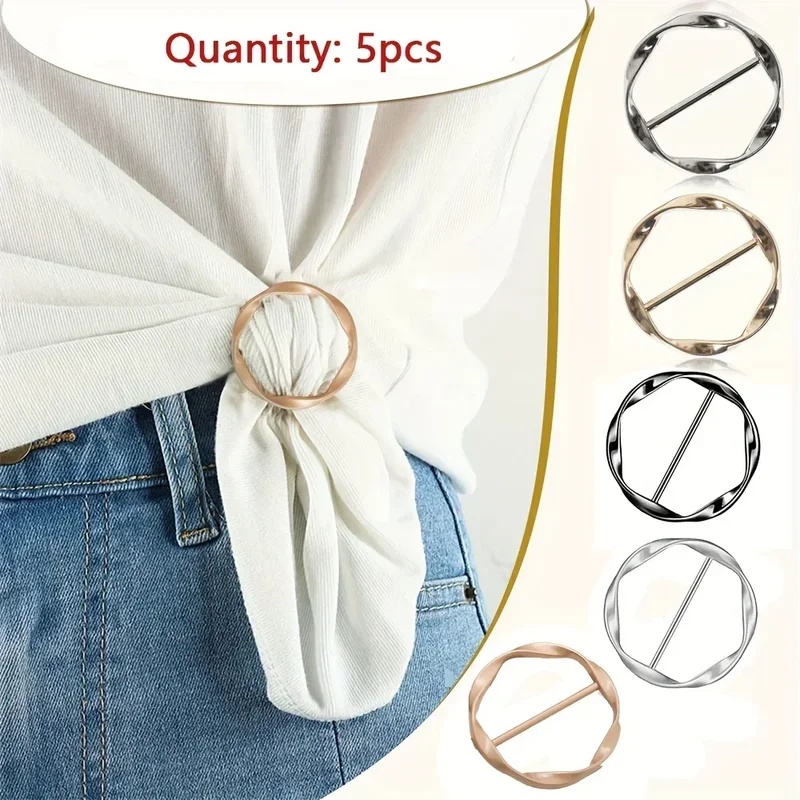 Belt Buckle Blank - 5er-Set modische runde Metall-Clip-Schnallen für Schals,