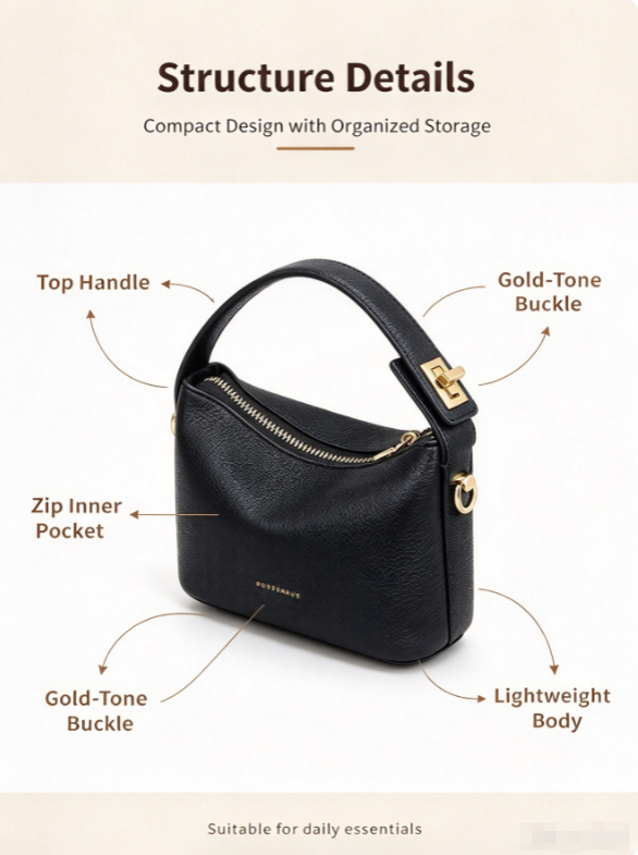 Schwarze Handtasche aus PU-Led – Leatherwork Hardware Bewertung und Preis