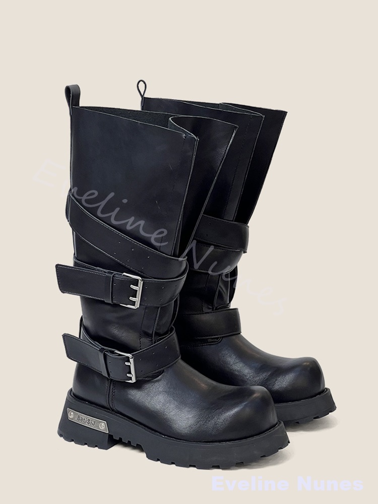 Weit geschnittene Stiefel mit  – Belt Buckle Blank Bewertung und Preis